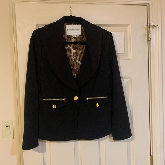Boston Proper Jackets & Blazers - Boston Proper Black Lined Shawl Collar Blazer sz 10